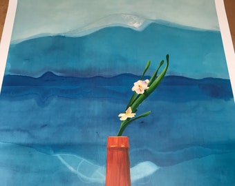 額装品/Mt Fuji and Flowers（デビット ホックニー）/ポスター DAVID HOCKNEY Mount Fuji and Flowers , 2016 – Art Wise