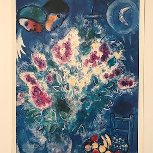 Marc Chagall, Still Life With Flowers, Vintage Lithograph, Print, 43x30cm Mid Century, Art, Poster, Chagall
