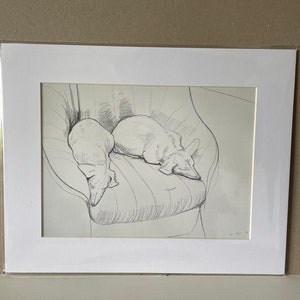 David Hockney Boodge and Stanley Genuine Offset Lithograph 1995 Print Mounted and Ready for Framing 14x11 inches.