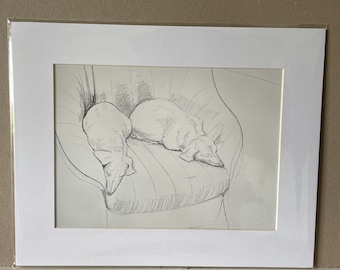 David Hockney Boodge and Stanley Genuine Offset Lithograph 1995 Print Mounted and Ready for Framing 14x11 inches.