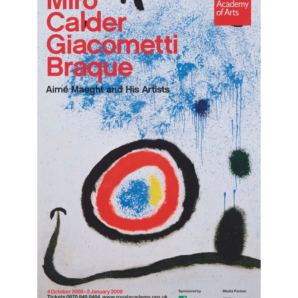 Affiche originale de l'exposition du musée de la galerie Miro Calder, Giacometti Braque, impression d'art mural