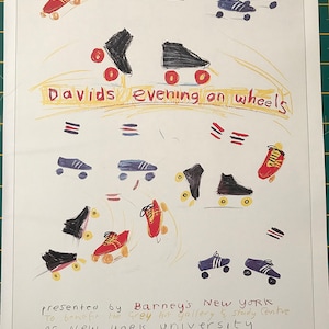 David Hockney, David’s Evening On Wheels, Mini Poster, 14x10 inches, Exhibition Poster