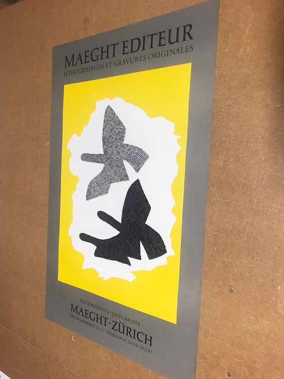 Vintage 1973 Georges Braque Maeght Editeur Gallery Exhibition Poster Vintage 1973 Georges Braque Maeght Editeur Gallery Exhibition Poster