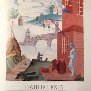 David Hockney , Hockney Posters , David Hockney Poster , Hockney Print , Genuine Lithographic Mini Poster 14x10 inches Exhibition Poster
