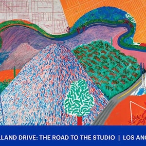 David Hockney Mulholland Drive: The Road to the Studio, 1980 Un póster original de exposición en galería de gran tamaño