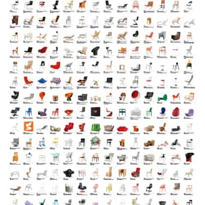Vitra The Chair Collection Large Museum Exhibition Poster Wall art Print A0