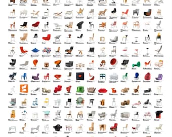 Vitra The Chair Collection Large Museum Exhibition Poster Wall art Print A0