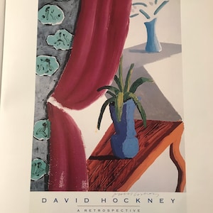 David Hockney , Cartel de exposición 14x10 pulgadas litografía offset vintage original Póster Hockney Envío gratis