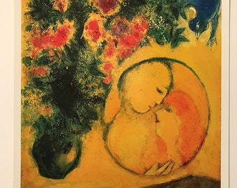 Marc Chagall, Sun and Mimosa, Vintage Lithograph, Print, 43x30cm, Poster, Mid century, Art, Gallery Print,