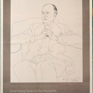 David Hockney Original Vintage Lithographic Mini Poster 14x10 inches Exhibition Poster Hockney Poster Offset Lithograph print Free shipping