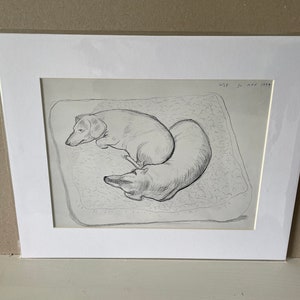 David Hockney Boodge and Stanley Genuine Offset Lithograph 1995 Print Mounted and Ready for Framing 14x11 inches.