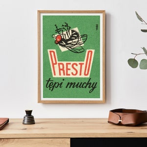 Fly Art Print | Retro Large Wall Art | Vintage Matchbox Label Poster