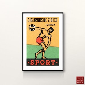 Impressão de arte de disco | arte de parede de esportes vintage | Impressão de pôster retrô de atletismo