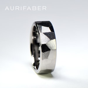 Masculine titanium ring for men. Bigger facets. Hand made first class titanium ring with rough finish. Manly wedding ring.