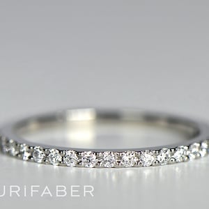 Zarte gold Diamant-Ring. Palladium-Weißgold-Ring. Natürlicher Diamant-Band. Zarte Ring-Design. Verlobungsring. 1, 5mm breiten Ring.