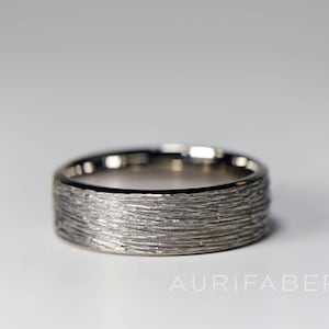 White gold ring. Hammered mens ring. Rough matte finish. Heavy duty for men. Gift for husband. Hammered finish ring. 7mm wide.