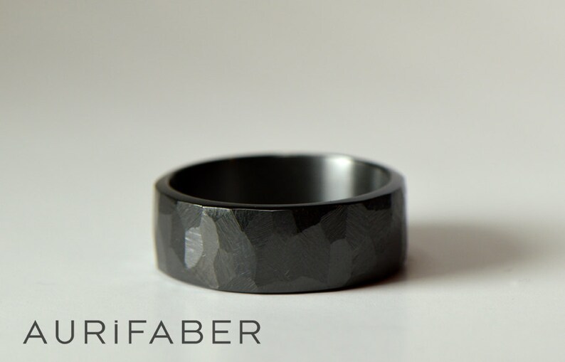 Mens Heavy Duty Zirconium Ring. Handmade Black Zirconium Ring Etsy