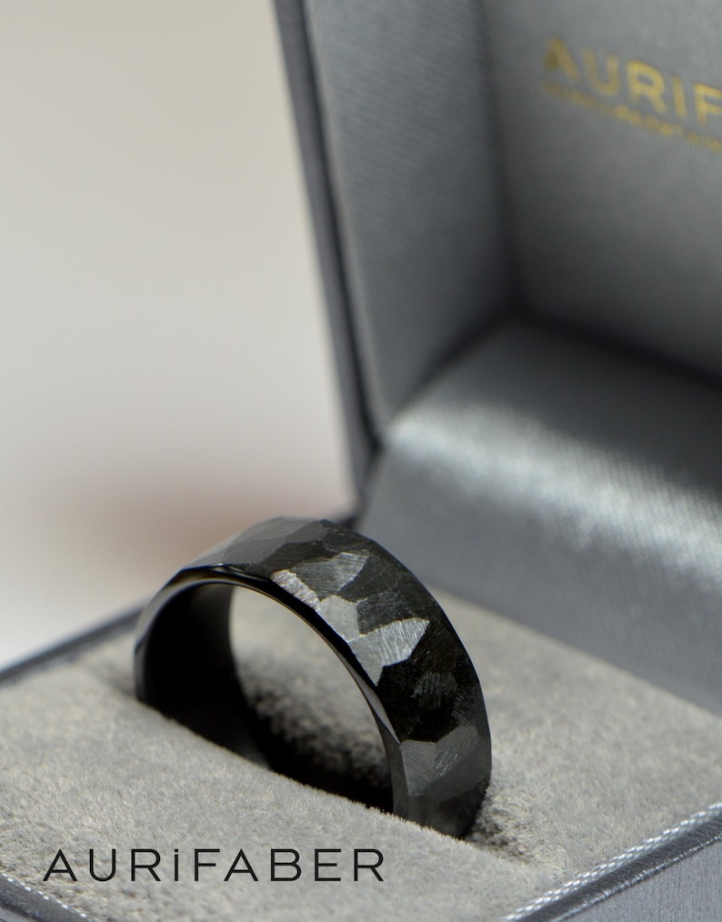 Mens Heavy Duty Zirconium Ring. Handmade Black Zirconium Ring Etsy