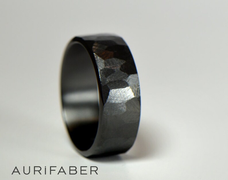 Mens Heavy Duty Zirconium Ring. Handmade Black Zirconium Ring Etsy