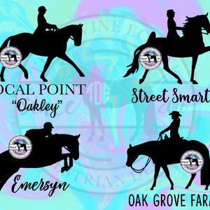 Horse Name Vinyl Decal - Barn/Show/Farm Name - Custom Markings - 75 Disciplines & Breeds - Car/Truck/Trailer/Bucket/Tumbler - Equestrian