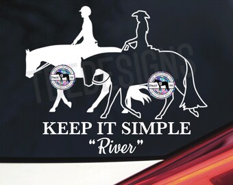 All-Around Western Pleasure & Hunter Under Saddle Horse Vinyl Car Decal with Monogram or Show Name - Design 2 - Equestrian Sticker
