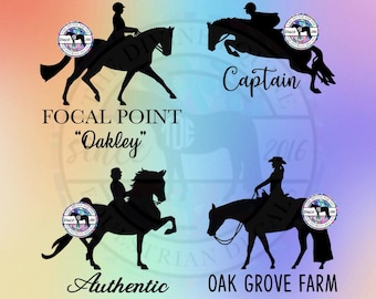 Horse Name Vinyl Decal - Barn/Show/Farm Name - Custom Markings - 88 Disciplines & Breeds - Equestrian Sticker (Car/Trailer/Bucket, etc.)