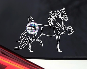 American Saddlebred Horse Lineart Vinyl Decal - ASB, Saddleseat - Equestrian Sticker (Car/Trailer/Bucket, etc.)
