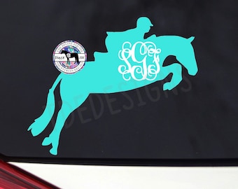 Hunter Jumper Horse Vinyl Monogram Car/Trailer/Laptop/Tumbler Decal - Equestrian Sticker - Design 1