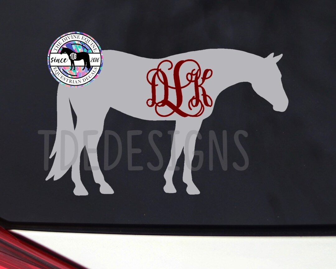 Standing Quarter Horse / Stock Horse Vinyl Monogram Horse Car/tumbler