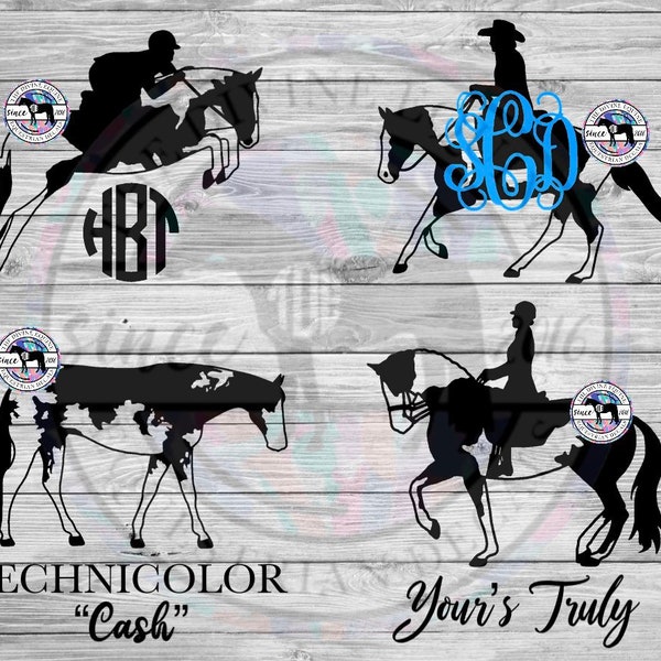 Paint/Pinto Horse Name or Monogram Decal - 60+  Disciplines & Breeds - Personal Markings Option - Car/Trailer/Bucket/Tumbler