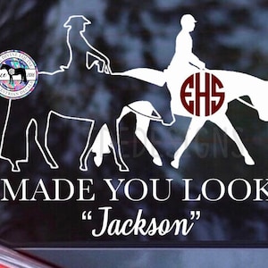 All Around Western Pleasure & Hunter Under Saddle Horse Car/Trailer/Bucket Decal with Monogram or Show Name - QH - Equestrian Sticker