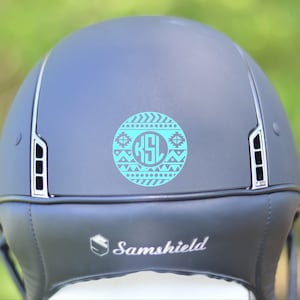 Equestrian Riding Helmet Monogram Decal - *UPDATED* Over 30 Designs - Variety of Colors, Fonts, and Styles