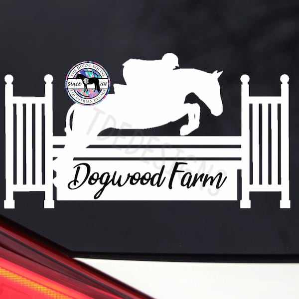 Hunter Derby/Hunter Jumper Horse w/ Fence Vinyl Car Decal - 100% Personalizable! Add Barn Name.. READ DISCRIPTION - Equestrian Sticker