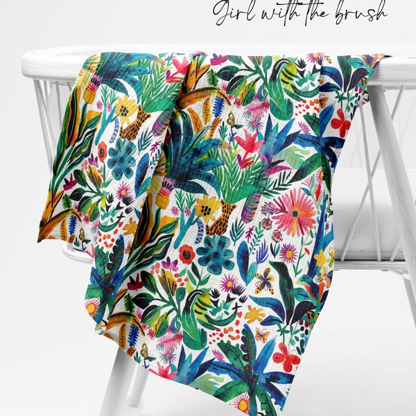 Jungle tropicale avec animaux, impression aquarelle transparente motif fichier répétitif pour impression sur tissu, utilisation commerciale par sublimation