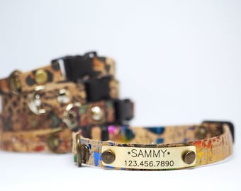 Cat collar breakaway with name id tag - soft and light kitten or small dog collar custom and personalized - comfy rainbow ethnic collar