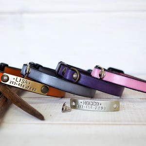 Cat Collar ID, Leather Collar, Dog Collar Leather, Breakaway collar, Side release Cat Collar , Personalized Cat collar, Cat Lover Gift