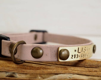 Cat Collar, Dog Collar, Cork Webbing Collar,  Breakaway Collar, Cat Collar Breakaway, Adjustable Collar, Personalized Collar, Kitty Collar