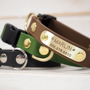 Waterproof Dog Collar: Personalized ID Tag, Adjustable Side Release, Handmade