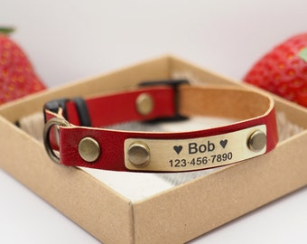 Cat collar personalize, cat collar breakaway, leather collar, collier chat, custom kitty collar, id safety cat collar, adjustable for kitten