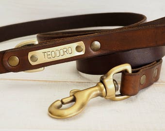 Dog Leash, Leather Dog Leash, Dog Leash Leather, Personalized dog leash, Dog name plate, Strong Leather Dog Leash, dog lead