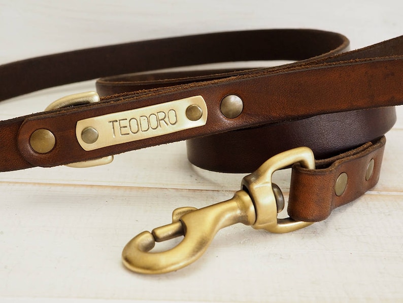 Dog Leash, Leather Dog Leash, Dog Leash Leather, Personalized dog leash, Dog name plate, Strong Leather Dog Leash, dog lead zdjęcie 1