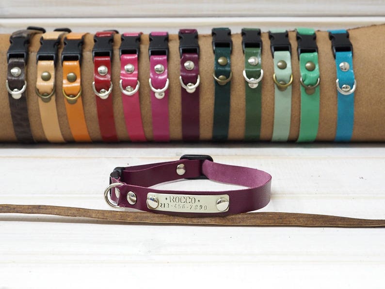 Cat Collar, cat collar breakaway, Soft  leather cat collar, breakaway cat collar, breakaway collar, breakaway clasp, personalized collar. 