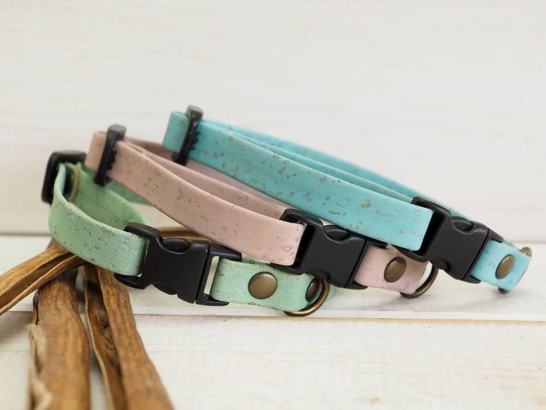 Cat Collar, Dog Collar, Cork Webbing Collar, Breakaway Collar, Cat Collar Breakaway, Vegan Gift, Adjustable Collar, Personalized Collar, image 10