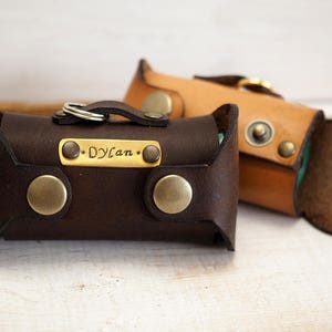 Personalized Leather Poop Bag Holder: Handcrafted Pet Bag Dispenser