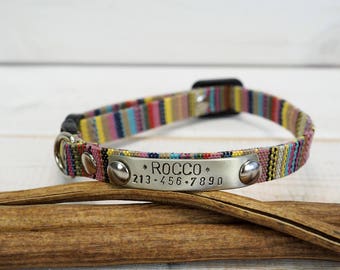 Collar de gato Boho, Collar de gato, Collar de gato personalizado, Etiqueta de identificación de mascota, Collar de placa de identificación de gato, Collar de perro pequeño, Collar de ruptura, Collar de gato.