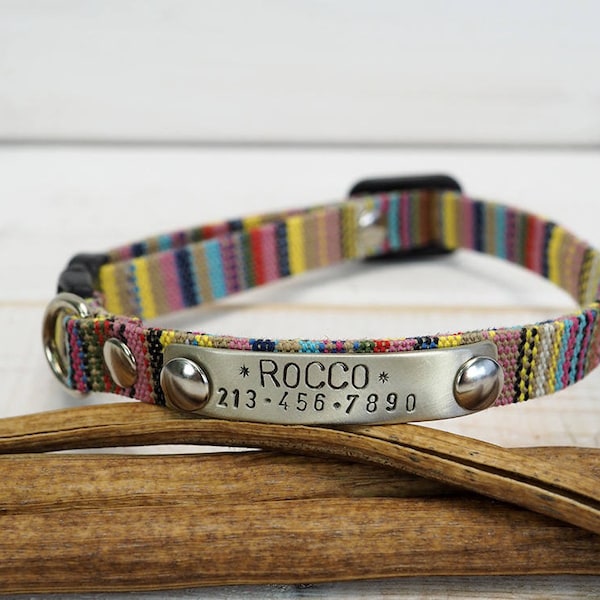 Boho Cat Collar, Cat Collar, Personalized Cat Collar, Pet id Tag, Cat name plate collar, Small Dog Collar, Breakaway collar, Cat Necklace.