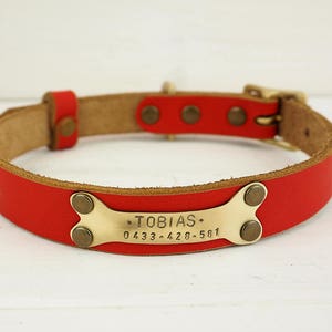 Collar de perro rojo, collar hecho a mano, collar de perro personalizado, cuero del collar del perro, collar de cuero, collar de cuero del perro, collar del perro personalizado