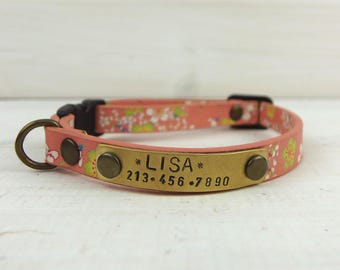 Cat Collar, Pink Cat Collar, Dog Collar, Small Dog Collar, Breakaway Collar, Vegan Collar, Personalized Cat Collar, Personalized dog