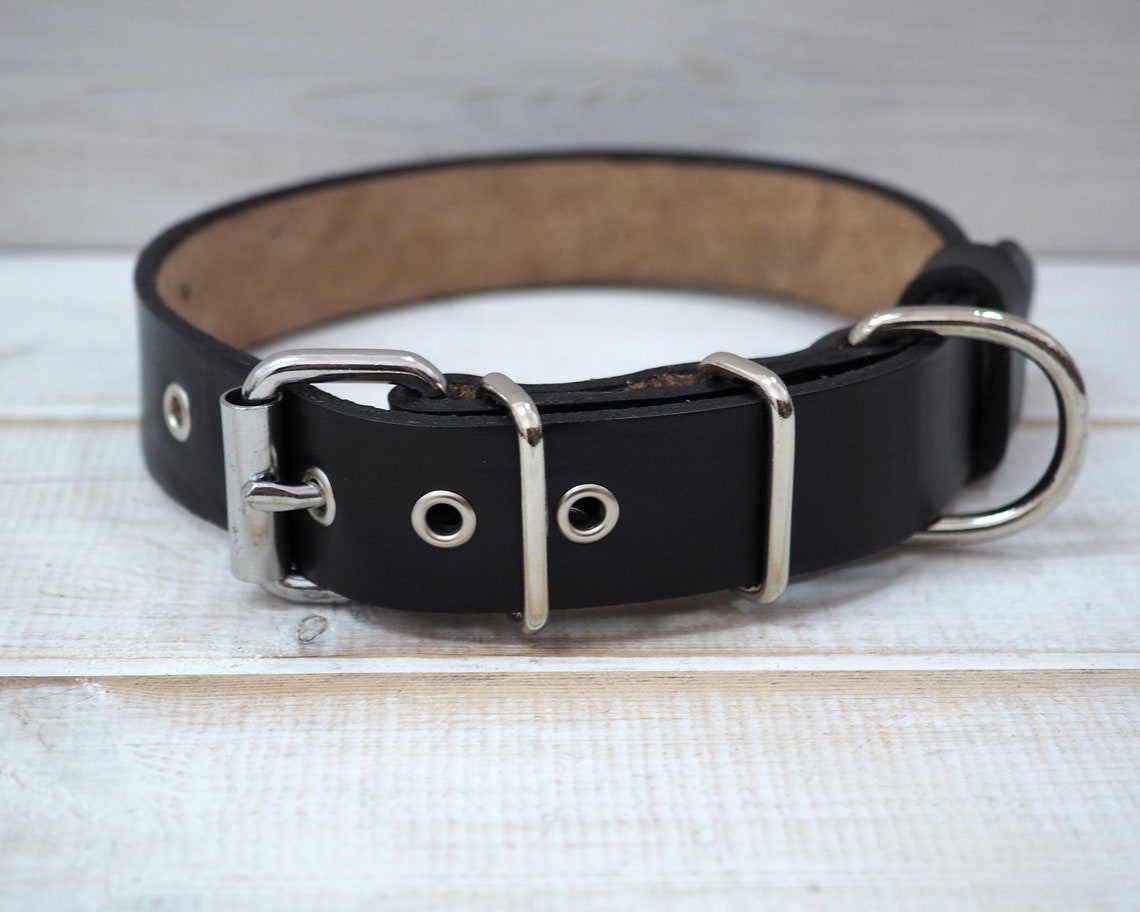 Black Collar Dog Collar Leather Dog Collar Dog Collar Etsy