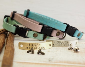 Cat Collar, Dog Collar, Cork Webbing Collar,  Breakaway Collar, Cat Collar Breakaway, Adjustable Collar, Personalized Collar, Kitty Collar